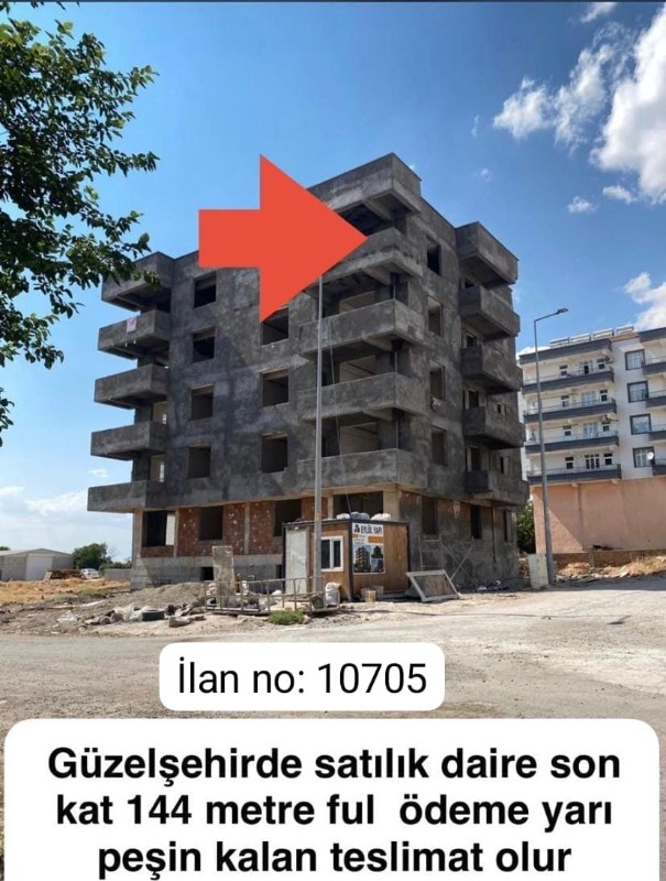 SATILIK DAİRE  G&uuml;zelşehir Mahallesi 144 m&sup2; Son Kat  Fiyat: 3.050.000 TL &Ouml;deme: Yarısı peşin Teslimat: Yatsı  İlan No:&nbsp;10705